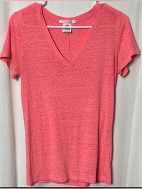 PINK Victoria's Secret Tri-Blend Coral V-Neck Short Sleeve Tee Size Small Petite